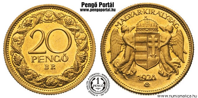 1928-as arany 20 peng prbaveret tervezet