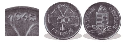 1945-ös alumínium 50 pengő próbaveret tervezet
