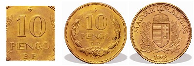 1928-as aranyozott srgarz 10 peng prbaveret tervezet