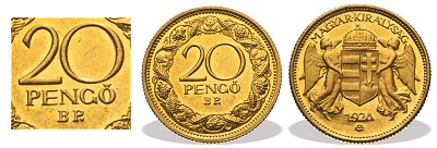 1928-as arany 20 peng prbaveret tervezet