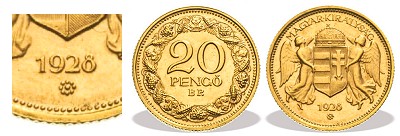 1928-as aranyozott srgarz 20 peng prbaveret tervezet