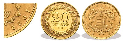 1929-es arany 20 peng prbaveret tervezet