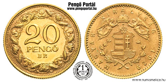 1929-es aranyozott srgarz 20 peng prbaveret tervezet