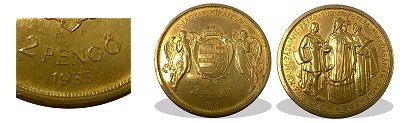 1935-s prbaveret tombak 2 peng (angyalos cmer) - A 300 ves Kir M Pzmny Pter Tud Egyetem Alaptsnak Emlkre