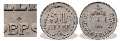 1939-es 50 fillr rozetts Artex veret