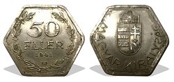 1941-es 50 fillres 6 szglet alumnium prbaveret-tervezet fell sima oldal