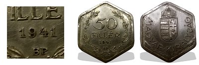 1941-es 50 fillres 6 szglet alumnium prbaveret-tervezet oldalt sima oldal