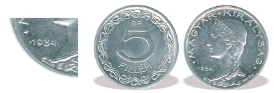 1934-es 5 fillres alumnium prbaveret